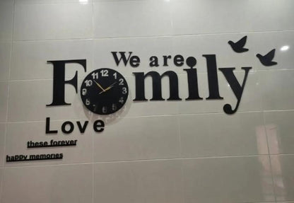 3D Acrylic Family Wall Clock | "We are Family" DIY Wall Art Sticker Clock