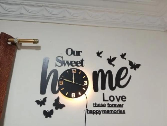Sweet Home Butterfly LED Wall Clock – Modern 3D DIY Home Decor