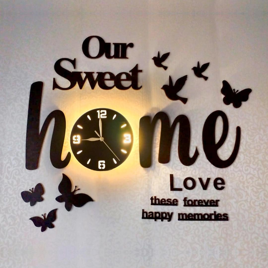 Sweet Home Butterfly LED Wall Clock – Modern 3D DIY Home Decor