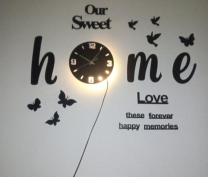 Sweet Home Butterfly LED Wall Clock – Modern 3D DIY Home Decor