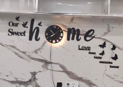 Sweet Home Butterfly LED Wall Clock – Modern 3D DIY Home Decor
