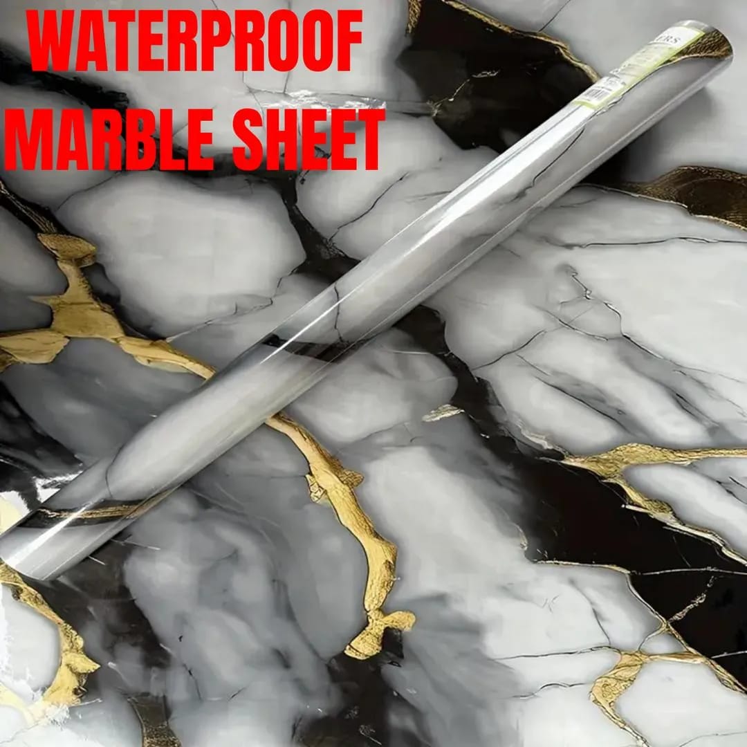 Best Self-Adhesive Black & White Marble Wall Sticker 60x200cm | Waterproof PVC Decorative Wallpaper