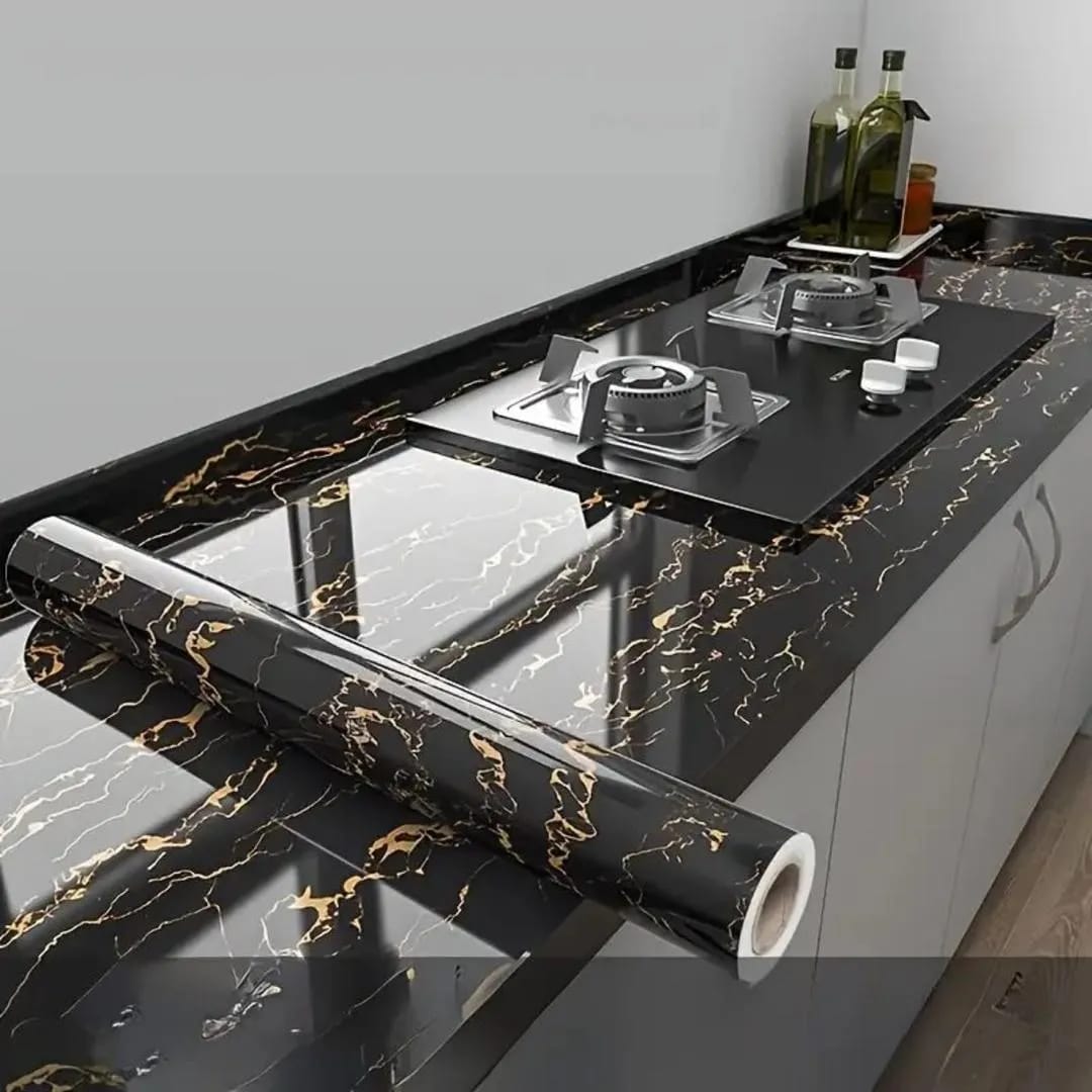 Best Self-Adhesive Black & White Marble Wall Sticker 60x200cm | Waterproof PVC Decorative Wallpaper