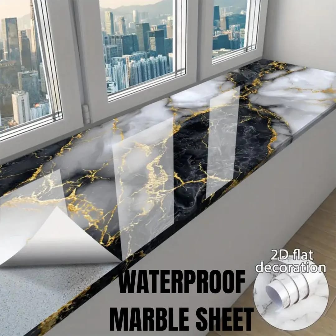 Best Self-Adhesive Black & White Marble Wall Sticker 60x200cm | Waterproof PVC Decorative Wallpaper
