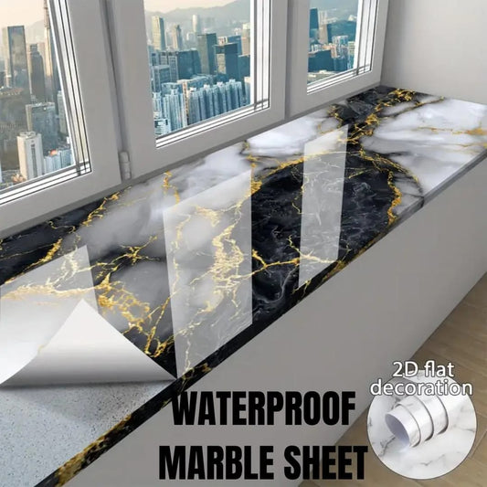 Best Self-Adhesive Black & White Marble Wall Sticker 60x200cm | Waterproof PVC Decorative Wallpaper